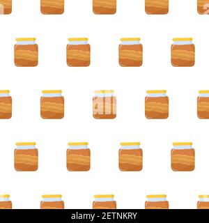 Cartoon seamless pattern for paper design with glass of kombucha drink. Colorful background. Stock Vector