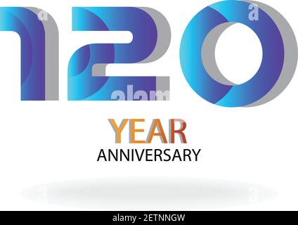 120 Year Anniversary Vector Template Design Illustration Blue Elegant White Background Stock Vector