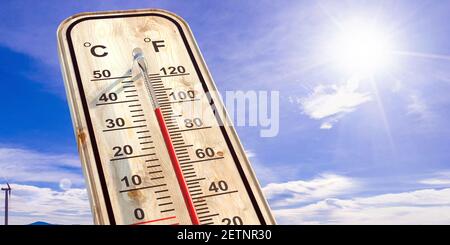 Hot Summer Day Celsius Scale Thermometer Sand Ambient Temperature Degrees  Stock Photo by ©TomasRagina 564935522