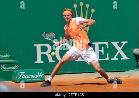 Alexander Zverev of Germany returns the ball to Carlos Alcaraz of Spain  during their semi final match at the Erste Bank Open ATP tennis tournament  in Vienna, Austria, Saturday, Oct. 30, 2021. (