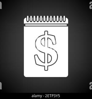 Dollar Calendar Icon. White on Black Background. Vector Illustration. Stock Vector