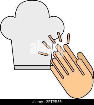 Clapping Palms To Toque Icon. Editable Outline With Color Fill Design. Vector Illustration. Stock Vector