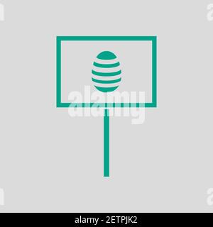 Easter Pointer With Egg Icon. Green on Gray Background. Vector Illustration. Stock Vector