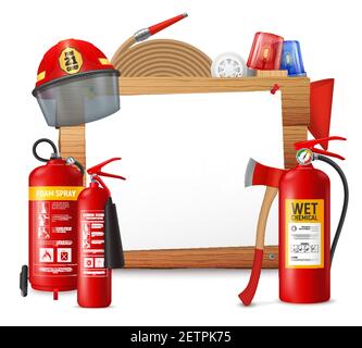 Fire Fighting Frame Composition Stock Vector