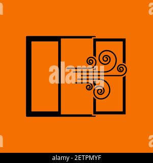Room Ventilation Icon. Black on Orange Background. Vector Illustration. Stock Vector