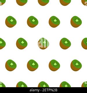 Cartoon seamless pattern for fabric design with kiwi fruit, half sliced. Colorful background. Stock Vector