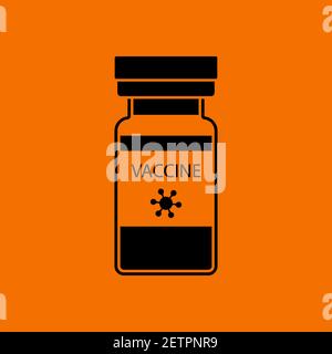 Covid Vaccine Icon. Black on Orange Background. Vector Illustration. Stock Vector