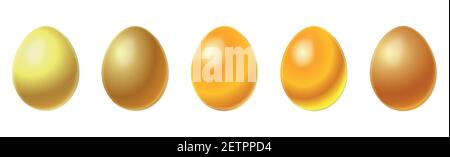 Abstract illustration of many golden eggs on a white background Stock Vector
