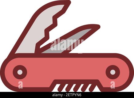 Red penknife icon. Outline red penknife vector icon for web design isolated on white background Stock Vector