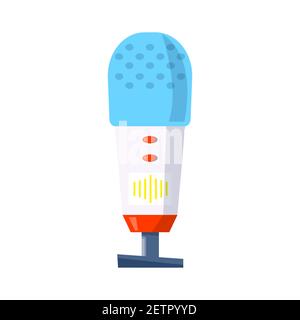 Microphone vector icon for media podcast, media hosting. Design template set for recording studio symbol, logo, emblem and label. Voice sign, color tr Stock Vector