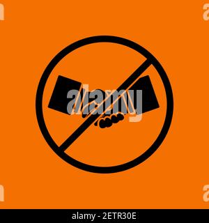 No Hand Shake Icon. Black on Orange Background. Vector Illustration. Stock Vector