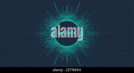 Big data visualization. Big data machine learning algorithms. Data array visualization. Visual information complexity. Futuristic analysis of Stock Vector
