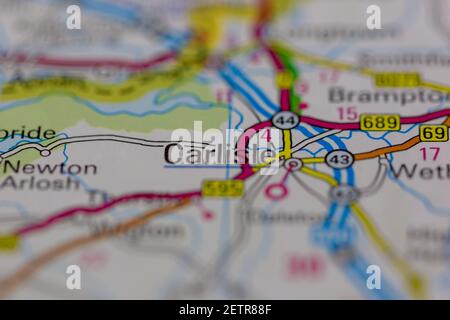 Carlisle Shown on a road map or geography map with a padlock on top to ...