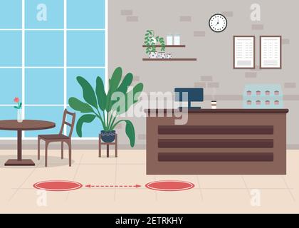Social distance flat color vector illustration Stock Vector