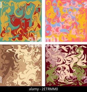 Set of square shaped liquid patterns. Abstract vector banners in organic colors Stock Vector