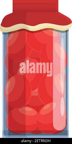 Tomatoes glass jar icon. Cartoon of tomatoes glass jar vector icon for web design isolated on white background Stock Vector