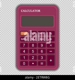 Vector realistic calculator pink isolated on transparent background, design template in EPS10. Stock Vector