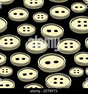 Seamless vector pattern with white buttons on black background. Simple wallpaper design. Stock Vector
