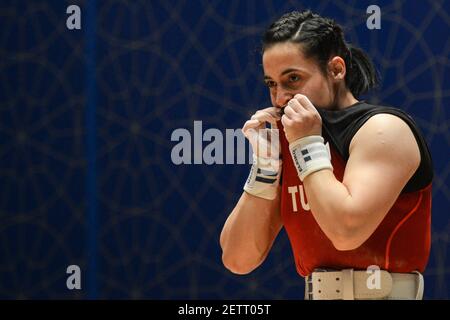 Sumeyye Kentli of Turkey competes in Women s xxx kilogram  