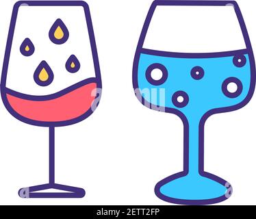 Evaluating wine appearance RGB color icon Stock Vector