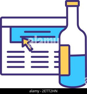 Wine knowledge improvement RGB color icon Stock Vector