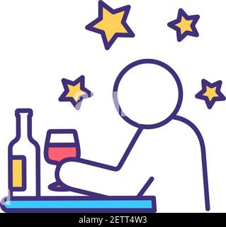 Wine tasting RGB color icon Stock Vector