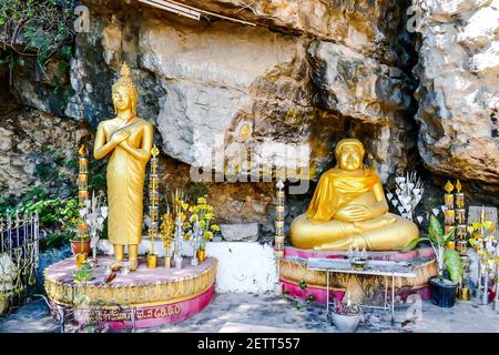 The Buddha at Mount Phou Si, also written Mount Phu Si Stock Photo