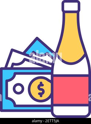 Alcohol purchase RGB color icon Stock Vector