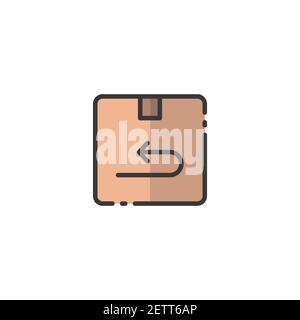 Return package. Shipping and delivery box. Filled color icon. Isolated commerce vector illustration Stock Vector