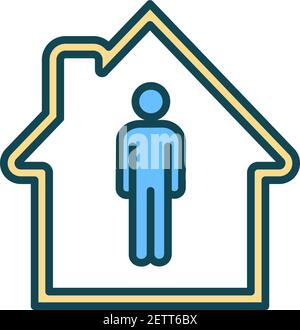 Stay-at-home order RGB color icon Stock Vector