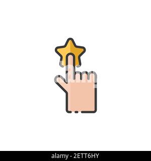 Hand selecting favorite. Rating concept. Filled color icon. Isolated commerce vector illustration Stock Vector