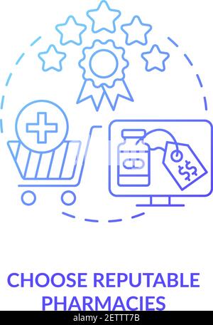 Choose reputable pharmacies concept icon Stock Vector