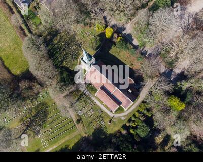 kea church aerial drone photograph cornwall england uk near truro Stock Photo