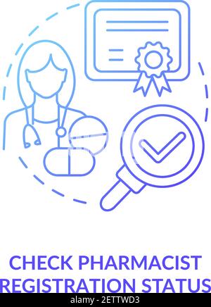 Check pharmacist registration status concept icon Stock Vector