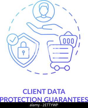Client data protection guarantees concept icon Stock Vector