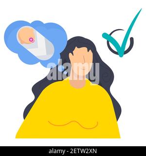 Young happy woman dreams of a child. Stock Vector
