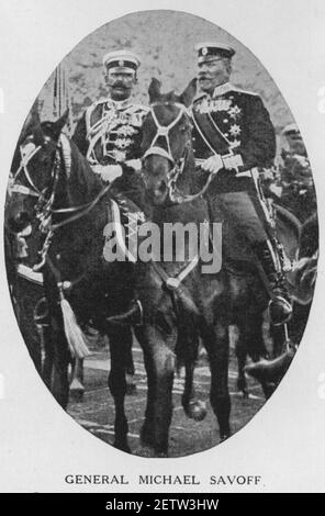 Vintage photo circa 1913 of General Mihail Savov (on right) Commander in Chief of the Bulgaria armed forces during the Balkan wars of 1912 to 1913 Stock Photo