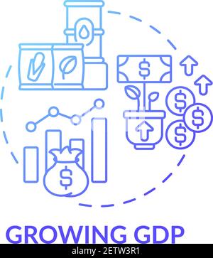 Growing gross domestic product concept icon Stock Vector