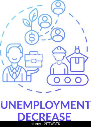 Unemployment decrease concept icon Stock Vector