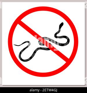 Sign prohibiting snakes. Snake in a red crossed out circle. Hazard concept and no entry with animals. Stock Vector