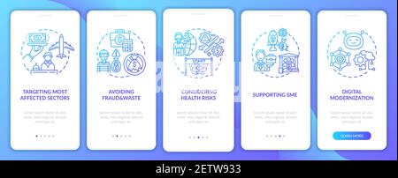 Avoiding fraud and waste onboarding mobile app page screen with concepts Stock Vector