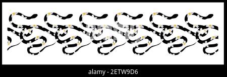 Seamless border with snakes. The border is serpentine. A repeating pattern. Cobra, anaconda and boa constrictor. Stock Vector