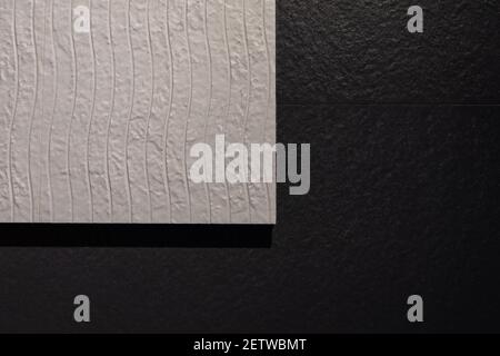 White and black bathroom ceramic tile floor on the wall Stock Photo