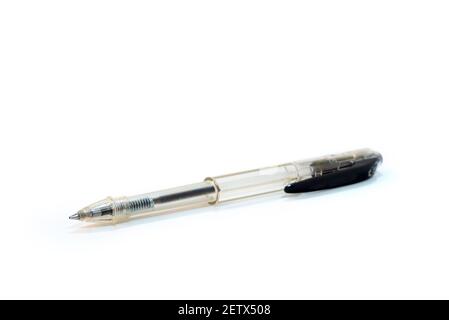 pen isolated on white background, ballpoint black pen Stock Photo