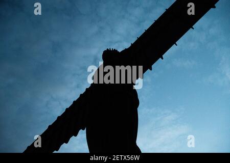 Angel of the North statue in Newcastle upon Tyne Gateshead, UK negative space Stock Photo