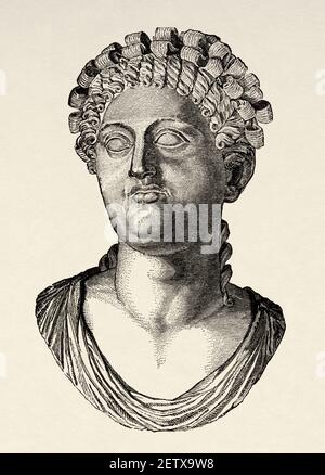 Empress Messaline, wife Emperor Claudius, Ancient roman empire. Italy, Europe. Old 19th century engraved illustration, El Mundo Ilustrado 1881 Stock Photo
