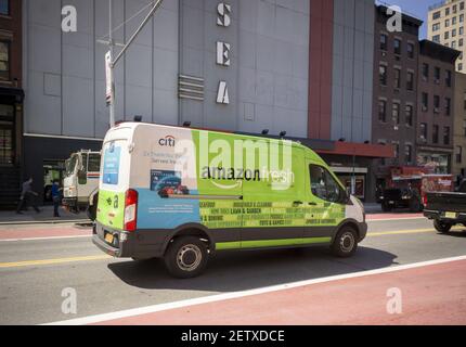 A Whole Foods Market delivery van in the Chelsea neighborhood of New York  on Monday, July