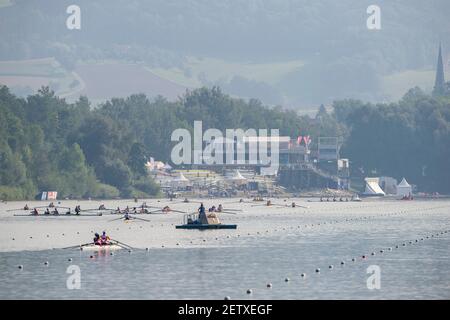 Linz, Austria, Sunday,  25th Aug 2019, FISA World Rowing Championship, Regatta,   [Mandatory Credit; Peter SPURRIER/Intersport Images]  09:30:52, Sunday Stock Photo