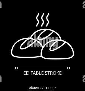 Hot buns white linear icon for dark theme Stock Vector