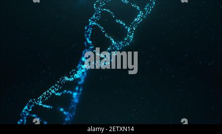 DNA building illustration. Abstract digital DNA molecule consisting particles. DNA molecule with modified genes. Concept medical research, biology and Stock Photo